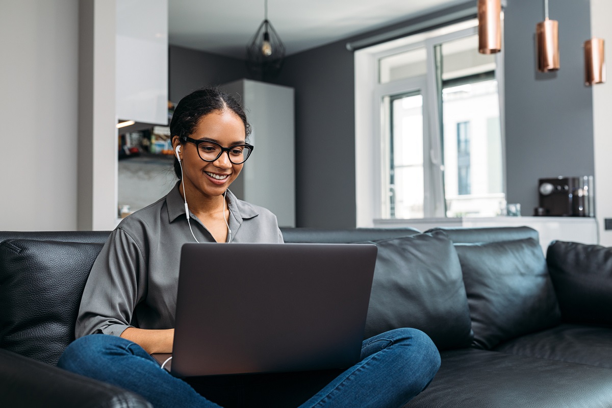 Woman looking at laptop 